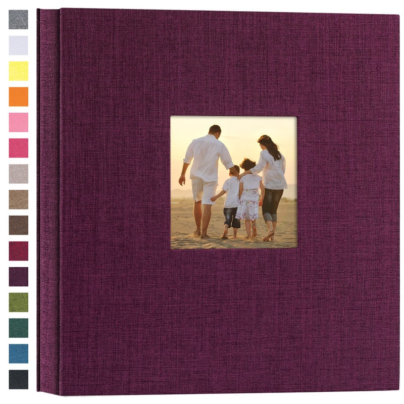 potricher Linen Hardcover Photo Album 4x6 600 Photos Large Capacity for Family Wedding Anniversary Baby Vacation (Purple, 600 Pockets) - Image 1
